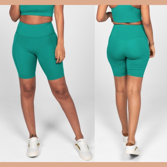 girlfriend collective Pants - NEW Girlfriend Collective High‎ Waisted Bike Biker Shorts in Saguaro [ XS ]
